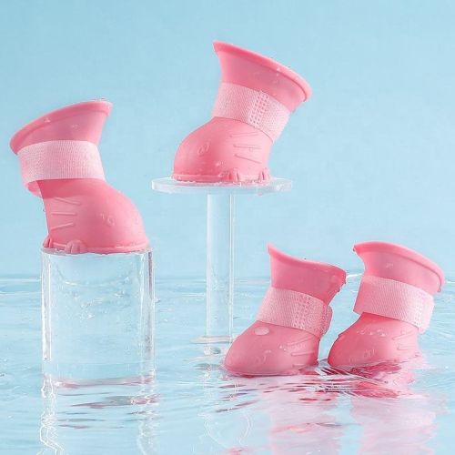 Dog Rain Boots 4Pcs Pet Dog Puppy Warm Waterproof Silicone Non-Slip Rain Boots Footwear Shoes Dog Cat Pet Toy Dog Rain Boots  Dog Rain Shoes, Cat Rain