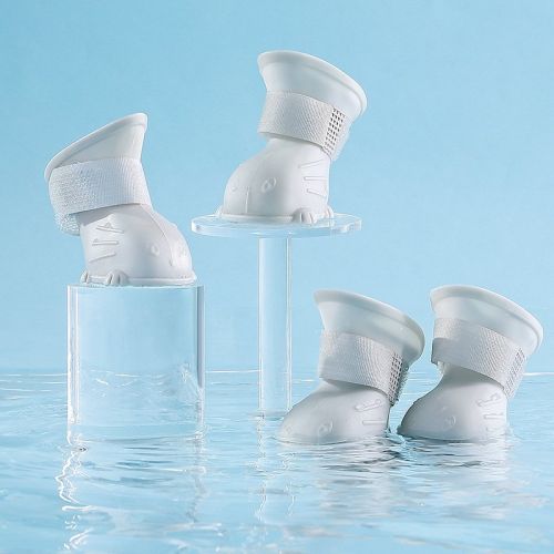 Dog Rain Boots 4Pcs Pet Dog Puppy Warm Waterproof Silicone Non-Slip Rain Boots Footwear Shoes Dog Cat Pet Toy Dog Rain Boots  Dog Rain Shoes, Cat Rain